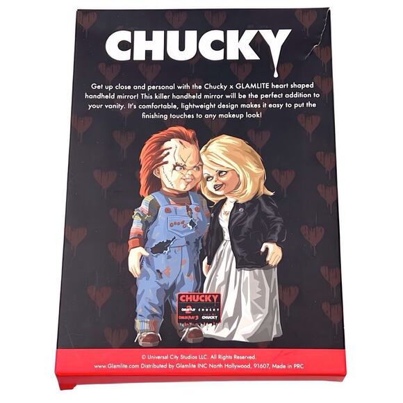 Glamlite x Chucky & Tiff Mirror Romance Is Dead Heart Shaped Hand Mirror Collab - Picture 5 of 7